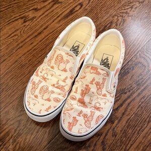 Vans Kids Cactus Print Slip-On Sneakers - Cream and Orange